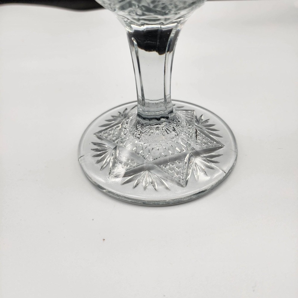 Vintage Clear Pressed Glass Pedestal Compote Candy Dish Sawtooth Starburst 6 1/2 - Picture 9 of 12